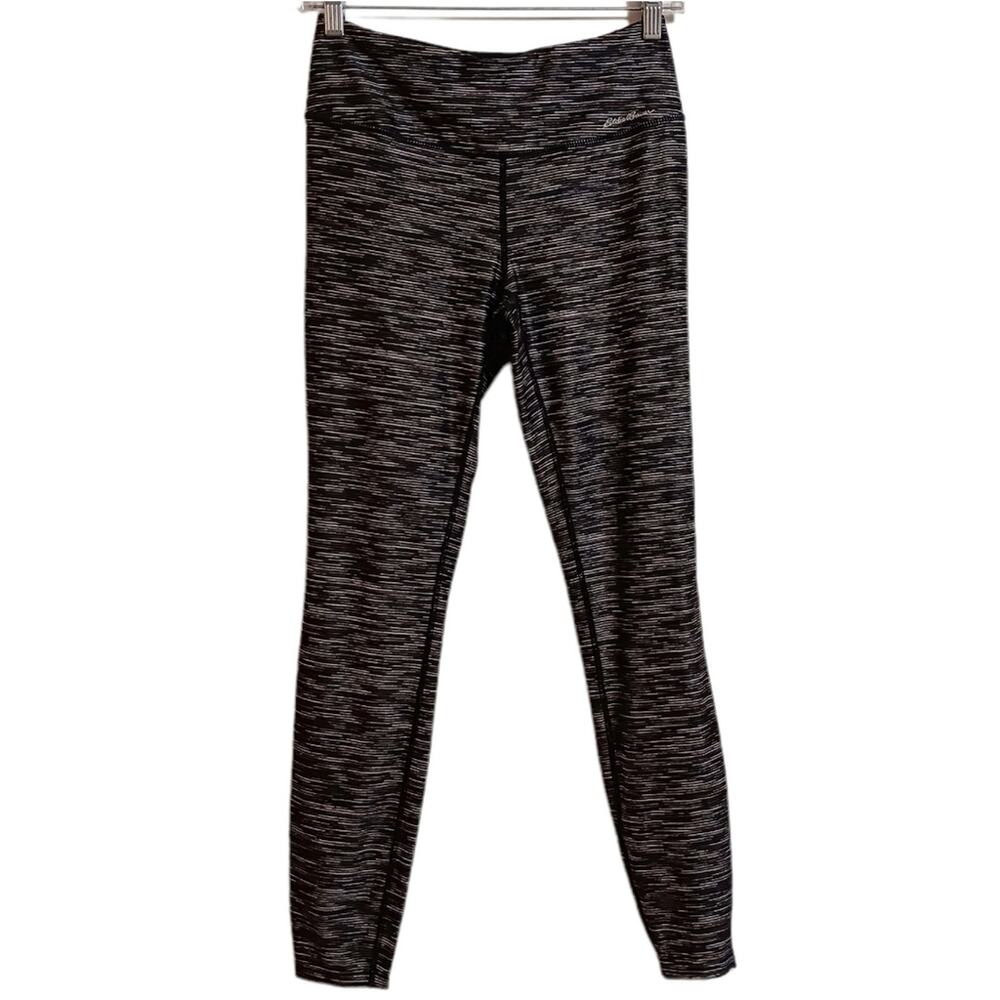 Eddie Bauer full length leggings sz S black and gray space dye stripe outdoor